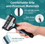 3-IN-1 Pet Grooming Tool - Undercoat Rake, Dematting Comb & Deshedding Brush for Cats & Dogs - Removes Mats, Tangles & Loose Fur, Reduces Shedding & Prevents Hair Mess (Blue) - Image 4
