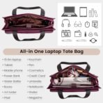 LOVEVOOK Laptop Bag for Women 15.6 Inch Tote Work Professional Leather Computer Briefcase Waterproof Handbag Shoulder Large Capacity Business Teacher Office Crossbody Purse - Image 4