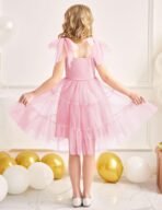 Arshiner Girls Dresses Summer Sleeveless Bow-Tie Straps Formal Fancy Party Birthday Tulle Dress - Image 5