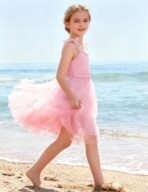 Arshiner Girls Dresses Summer Sleeveless Bow-Tie Straps Formal Fancy Party Birthday Tulle Dress - Image 7