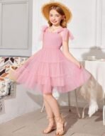 Arshiner Girls Dresses Summer Sleeveless Bow-Tie Straps Formal Fancy Party Birthday Tulle Dress - Image 9