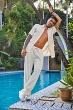 COOFANDY Men's 2 Piece Outfit Casual Short Sleeve Button Down Shirt Beach Summer Loose Pant Sets - Image 5