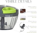 Ourokhome Manual Food Processor Vegetable Chopper, Portable Hand Pull String Garlic Mincer Onion Cutter for Veggies, Ginger, Fruits, Nuts, Herbs, etc., 500ml, Grey - Image 4