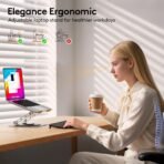TECKNET Laptop Stand for Desk, 360 Rotating Base, Ergonomic Foldable Computer Stand for Laptop Riser Height Adjustable, Compatible with MacBook Pro, All Laptops 10-17" - Silver - Image 6