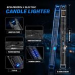 2 Pack Electric Candle Lighters - Rechargeable USB-C Arc Lighters with LED Display & Transparent See-Through Tech Design, Windproof Long Lighter for Candles,BBQ,Camping,Stoves,Stocking Stuffers - Image 4