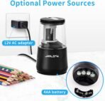 JARLINK Electric Pencil Sharpener, Heavy-Duty Helical Blade to Fast Sharpen, Auto Stop for No.2/Colored Pencils(6-8mm), AC Adapter/Battery Operated in School Classroom/Office/Home (Black) - Image 6