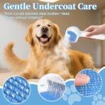 Pet Steam Brush for Dog & Cat - 3-in-1 Steam Grooming Brush for Shedding & Hair Removal - Pet comb leave-in serum with Mist for Long Haired Pets - Includes 2*Waterless Shampoo, Blue - Image 4