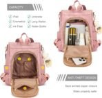 Soperwillton Women Fashion Backpack Purse Anti-Theft Leather Shoulder Bag Travel Multi Pockets Handbag Wallet Set 3pcs - Image 3