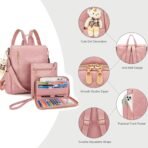 Soperwillton Women Fashion Backpack Purse Anti-Theft Leather Shoulder Bag Travel Multi Pockets Handbag Wallet Set 3pcs - Image 5