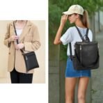 Soperwillton Women Fashion Backpack Purse Anti-Theft Leather Shoulder Bag Travel Multi Pockets Handbag Wallet Set 3pcs - Image 8