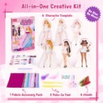 Poke-in Fashion Designer Kit for Girls, No-Sew DIY Craft Toys with 6 EVA Mannequins & Real Fabric, Safe & Non-Toxic Creative Dress Up Activity, Mess-Free Arts and Crafts Gift for Girls Age 5-12 - Image 7