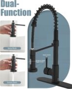 Kitchen Faucet Set, Black Kitchen Sink Faucets with Pull Down Sprayer and Soap Dispenser, Single Handle Stainless Steel Faucets for Kitchen Sinks, Farmhouse RV Faucet with Deck Plate - Image 4