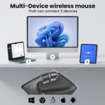 Wireless Bluetooth Mouse, Ergonomic Rechargeable Silent Mouse with Multi-Device, Adjustable DPI, Flying Scroll & Thumb Wheel, Bluetooth Mice for Laptop, Computer, Tablet, Smartphone (Black) - Image 4