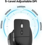Wireless Bluetooth Mouse, Ergonomic Rechargeable Silent Mouse with Multi-Device, Adjustable DPI, Flying Scroll & Thumb Wheel, Bluetooth Mice for Laptop, Computer, Tablet, Smartphone (Black) - Image 5