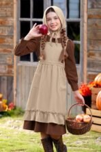 BesserBay Girls 3PCS Colonial Pioneer Dress Peter Pan Collar Prairie Girls Outfit 6-14 Years - Image 3