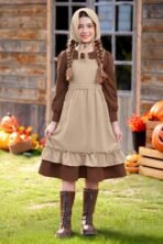 BesserBay Girls 3PCS Colonial Pioneer Dress Peter Pan Collar Prairie Girls Outfit 6-14 Years - Image 4
