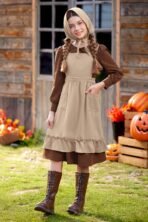 BesserBay Girls 3PCS Colonial Pioneer Dress Peter Pan Collar Prairie Girls Outfit 6-14 Years - Image 5