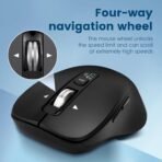 Wireless Bluetooth Mouse (USB + BT1 + BT2), Full Size, 4-Way Scrolling, Multi-Device Silent Mouse for Computer, Laptop, iPad, MacBook (Black) - Image 4