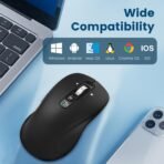 Wireless Bluetooth Mouse (USB + BT1 + BT2), Full Size, 4-Way Scrolling, Multi-Device Silent Mouse for Computer, Laptop, iPad, MacBook (Black) - Image 5