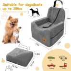 Dog Car Seat for Small/Medium Dogs, Memory Foam Dog Booster Seat, Travel Safety Per Car Seat with Washable Removable Cover, Storage Pockets for Dogs up to 35 lbs(Gray) - Image 3