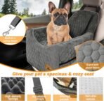 Dog Car Seat for Small/Medium Dogs, Memory Foam Dog Booster Seat, Travel Safety Per Car Seat with Washable Removable Cover, Storage Pockets for Dogs up to 35 lbs(Gray) - Image 4