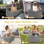 Dog Car Seat for Small/Medium Dogs, Memory Foam Dog Booster Seat, Travel Safety Per Car Seat with Washable Removable Cover, Storage Pockets for Dogs up to 35 lbs(Gray) - Image 5