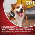 CHI for Dogs 2 in 1 Dematting and Deshedding Rake, Dual Head Dog Grooming Tool with Wide Tooth Dematting Rake and Fine Deshedding Rake, Detangler Comb for Thick Double and Long Dog Coat - Image 4