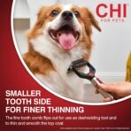 CHI for Dogs 2 in 1 Dematting and Deshedding Rake, Dual Head Dog Grooming Tool with Wide Tooth Dematting Rake and Fine Deshedding Rake, Detangler Comb for Thick Double and Long Dog Coat - Image 5