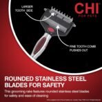 CHI for Dogs 2 in 1 Dematting and Deshedding Rake, Dual Head Dog Grooming Tool with Wide Tooth Dematting Rake and Fine Deshedding Rake, Detangler Comb for Thick Double and Long Dog Coat - Image 6