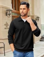 COOFANDY Mens Quarter Zip Pullover Sweatshirts Lightweight Long Sleeve Mock Neck Sweater Polo - Image 4