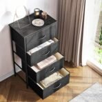 ODK Dresser for Bedroom with 4 Storage Drawers, Small Dresser Chest of Fabric Drawers with Sturdy Steel Frame for Small Space, Wood Top, Black - Image 3