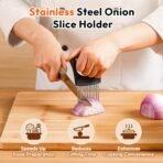 Onion Slicer, Stainless Steel Onion Holder for Slicing with Protective Case, Onion Cutter Tool for Meat Lemon Potato Tomato Avocado Egg Kitchen Slicing Assistant Tool (1 PCS) - Image 3