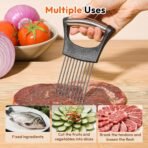 Onion Slicer, Stainless Steel Onion Holder for Slicing with Protective Case, Onion Cutter Tool for Meat Lemon Potato Tomato Avocado Egg Kitchen Slicing Assistant Tool (1 PCS) - Image 6