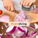 Onion Slicer, Stainless Steel Onion Holder for Slicing with Protective Case, Onion Cutter Tool for Meat Lemon Potato Tomato Avocado Egg Kitchen Slicing Assistant Tool (1 PCS) - Image 7