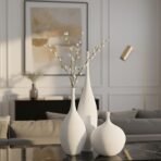 White Ceramic Vase Set of 3, Modern Boho Vases for Centerpiece Decor, Matte Minimalist Decorative White Vases Home Decor, for Living Room, Bookshelf, and Entryway Table Decor - Image 3