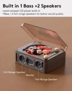 CD Player with Speakers Bluetooth Nostalgic Retro Portable CD Players for Home Wood Music Player FM Radio for HomeWired and Remote Control-Walnut Brown - Image 3