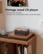 CD Player with Speakers Bluetooth Nostalgic Retro Portable CD Players for Home Wood Music Player FM Radio for HomeWired and Remote Control-Walnut Brown - Image 4