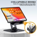 OCYCLONE iPad Stand, 360° Rotating Adjustable Foldable iPad Tablet Holder for Desk Compatible with 4" - 15.6" Tablet iPad Portable Monitor Stand, Black - Image 7