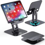 OCYCLONE iPad Stand, 360° Rotating Adjustable Foldable iPad Tablet Holder for Desk Compatible with 4" - 15.6" Tablet iPad Portable Monitor Stand, Black - Image 10