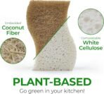 Biodegradable Natural Kitchen Sponge - Compostable Cellulose and Coconut Walnut Scrubber Sponge (12 Pack) - Image 3