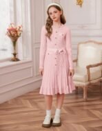 GRACE KARIN Girls Fall Sweater Dress Tween Long Sleeve Fashion Button Front Fancy Ruffle Winter Casual Dresses Size 6-14 - Image 7