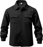 Men's Fleece Cargo Jacket Tracksuit Set 2 Pieces Solid Color Long Sleeve Button up Jacket and Cargo Pants Set - Image 3
