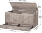 HOOBRO Storage Chest, 39.3" Toy Chest with Drawer, Wooden Storage Bench, Sturdy Entryway Bench Supports 220 lb, Safety Hinge, U-Shaped Opening, Easy Assembly, Greige BG710CW01G1 - Image 4