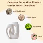 Ceramic Vase Set of 2 by DecoVlog, White Hollow Living Room Decor Vase, Minimalist Decorative Modern Boho Vase for Table Centerpiece Wedding Dining Living Room Office House Decoration - Image 5
