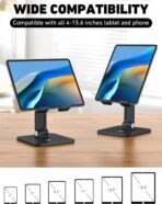 OCYCLONE iPad Stand for Desk - Adjustable Foldable Tablet Stand Holder for iPad Accessories Display Stand PC Office Accessories, Black - Image 3
