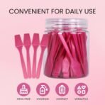 PANA 100pcs Brand Cosmetic Make Up Disposable Plastic 2.5" Spatulas Skin Care Facial Cream Mask Spatula (100 Pieces in a Container) (PINK) - Image 3