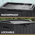 Devoko 30 Gallon Resin Deck Box Waterproof Outdoor Storage Box for Patio Furniture Pool Accessories Indoor Storage for Cushion Garden Tools (30 Gallon, Black) - Image 3