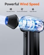 WOLFBOX MF60 Compressed Air Duster-110000RPM Super Power Electric Air Duster, 3-Speed Adjustable Rechargeable Cordless Air Blower with Fast Charging for PC Keyboard Cleaning, Car, Home, 5 Nozzle - Image 3