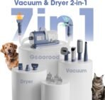 Dog Grooming Vacuum and Dryer Kit, Blower for Pet Vacuum Grooming 7 in 1 with Clippers for Dogs Hair Shedding Brush Remover Tools at Home Blue Grey - Image 3