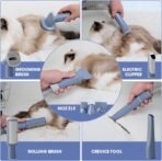 Dog Grooming Vacuum and Dryer Kit, Blower for Pet Vacuum Grooming 7 in 1 with Clippers for Dogs Hair Shedding Brush Remover Tools at Home Blue Grey - Image 4